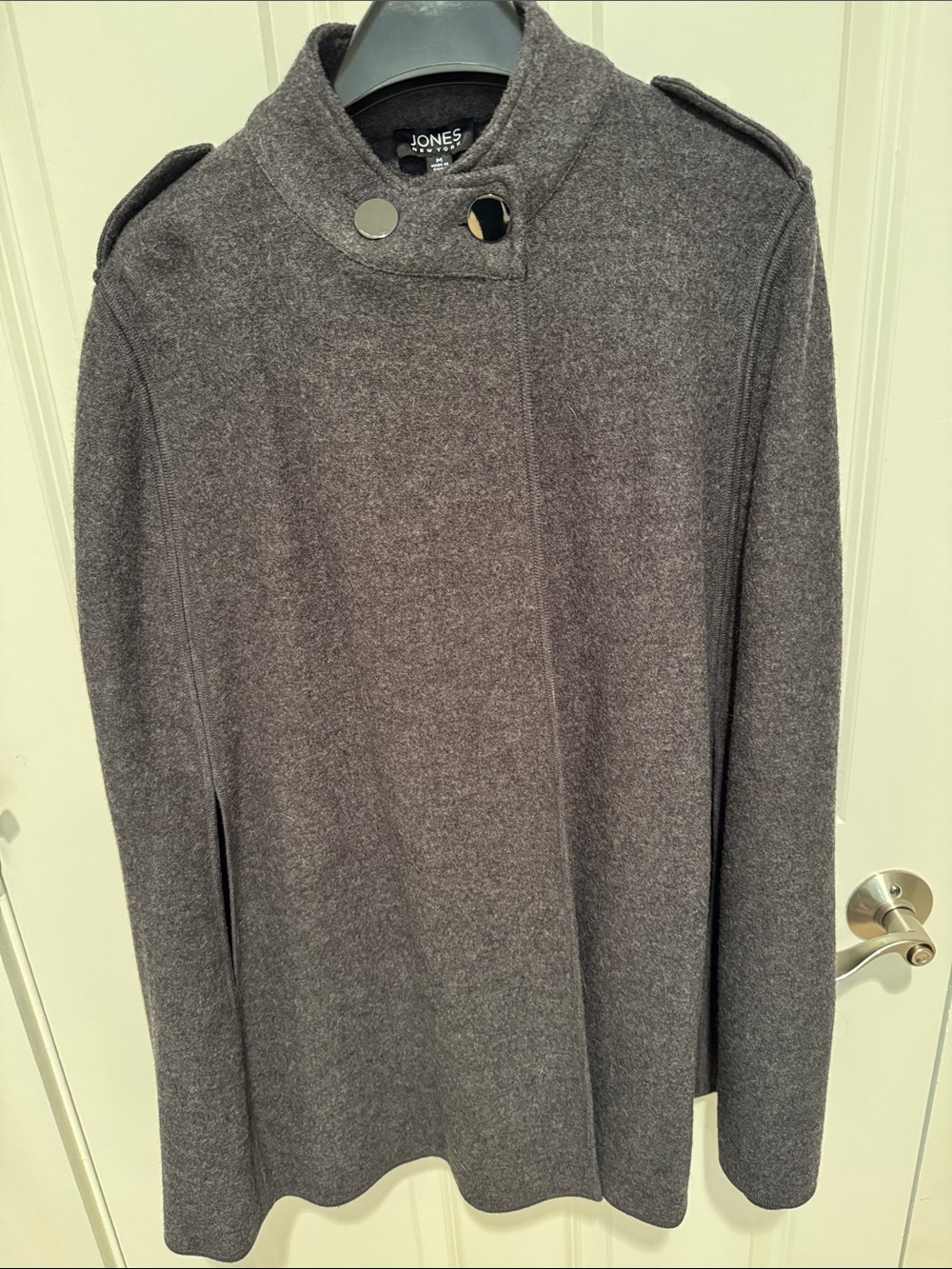 Jones New York Gray Military-Style Wool Blend  Cape M NWT